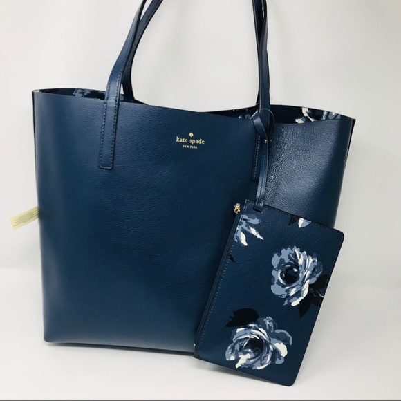 Kate Spade Arch Place Mya Reversible Tote Navy - Picture 5 of 6